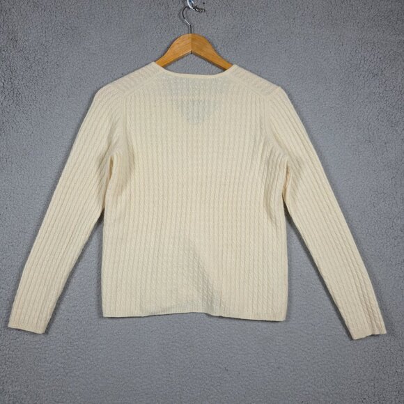 Ann Taylor Sweater Size Small Yellow V-Neck 3D Cable Knit Y2K Soft Girl Cashmere - Picture 5 of 10